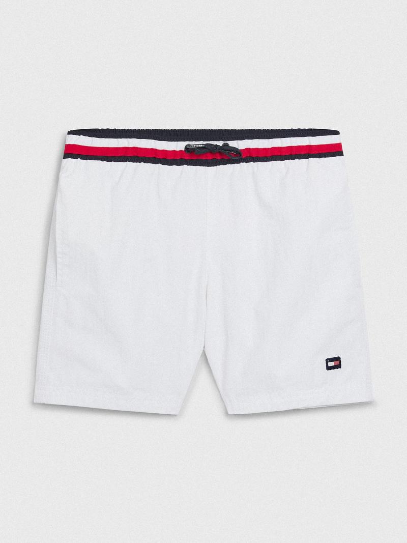 Fiú Tommy Hilfiger Flag Stripe Trunk Úszóruhák Fehér | HU 2231YXF